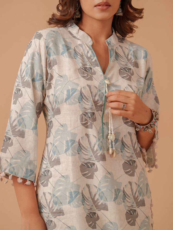 Printed Cotton Blend Kurta With Pants