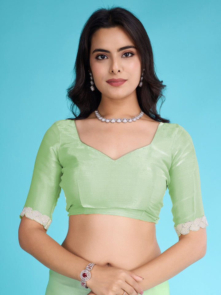 Embroidered Chinon Saree