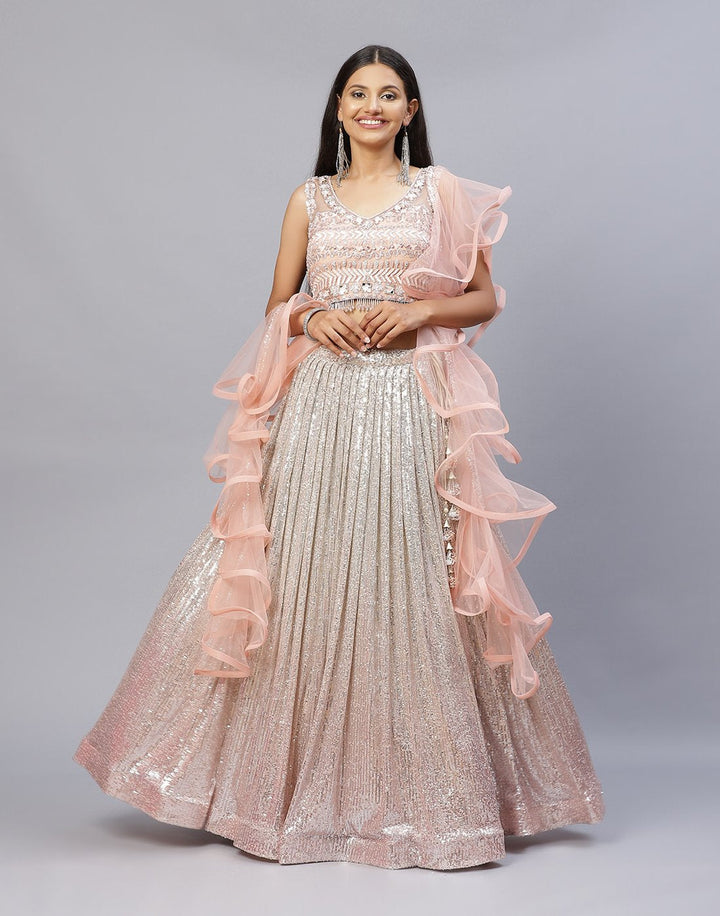 LYCRA SEQUENCE LEHANGA WITH NET TWIRL DUPATTA