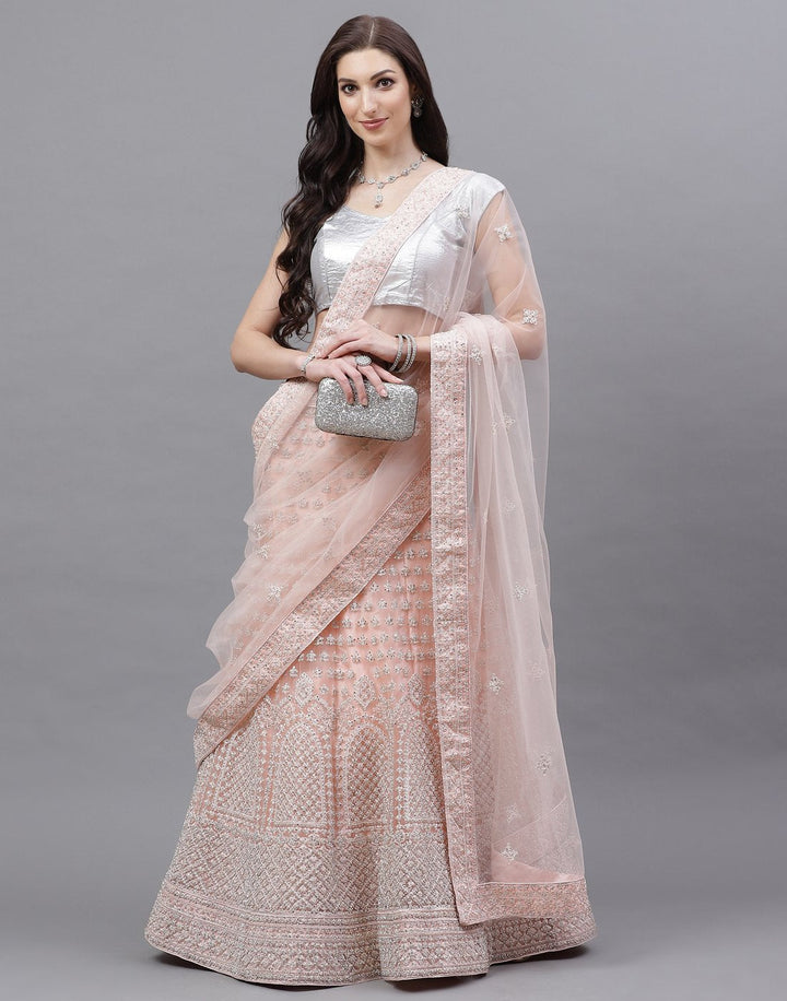 Net Semi Stitched Lehanga set