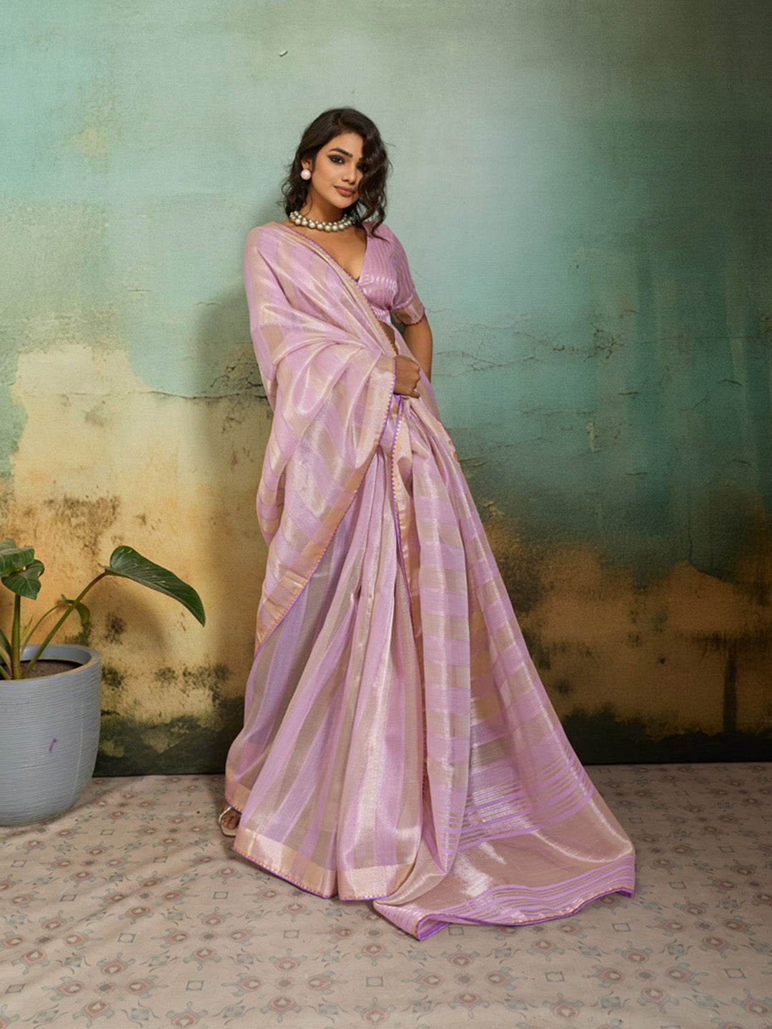 Woven Design Tissue Linen Saree