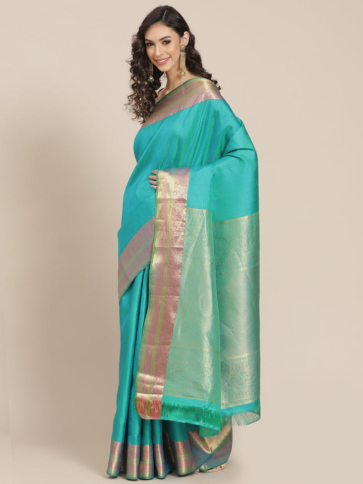 Resham Zari Border Woven Soft Silk Saree