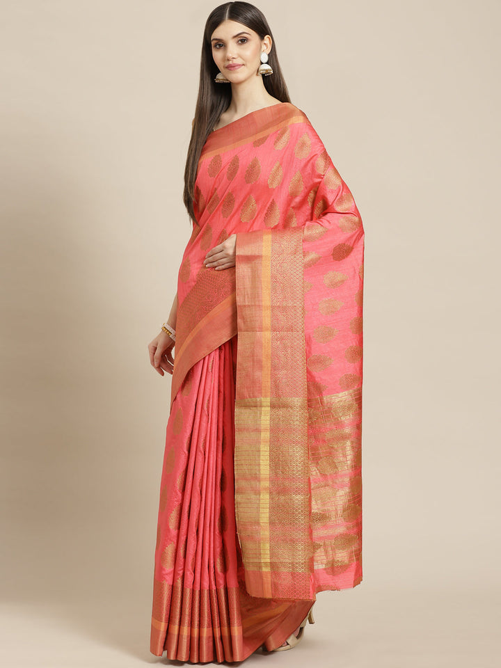 Zari Border Booti Art Handloom Woven Saree