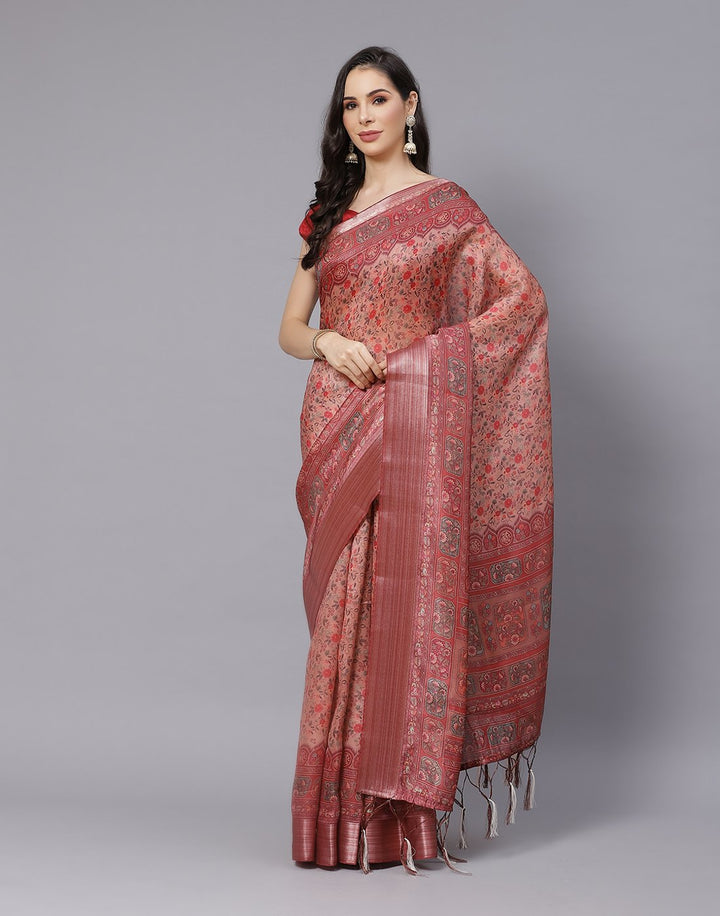 Digital Floral Printed Art Handloom Saree