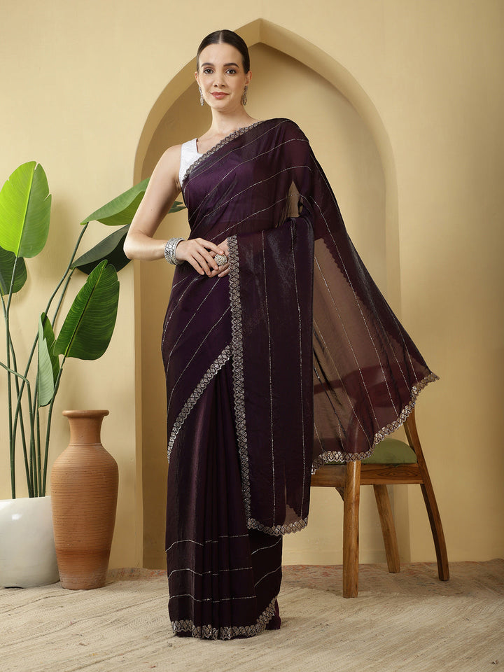 Sequence Work Satin Saree