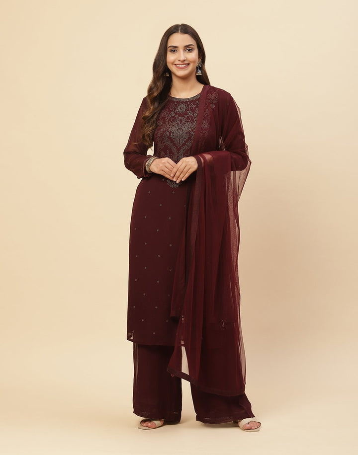 Swarovski Embroidered Georgette Salwar Kameez Stitched Suit With Dupatta