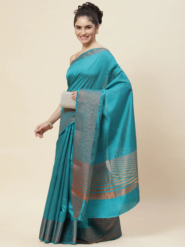 Zari Border Booti Handloom Woven Saree