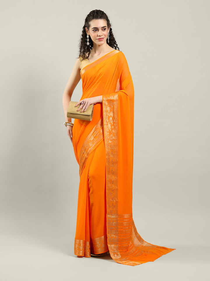Zari Border Chiffon Woven Saree
