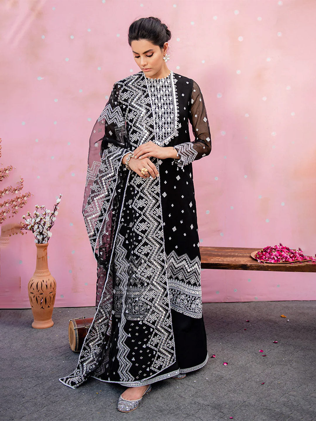 Printed Organza Semi Stitched Suit