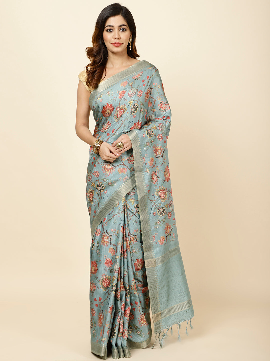 Digital Printed Tussar Saree