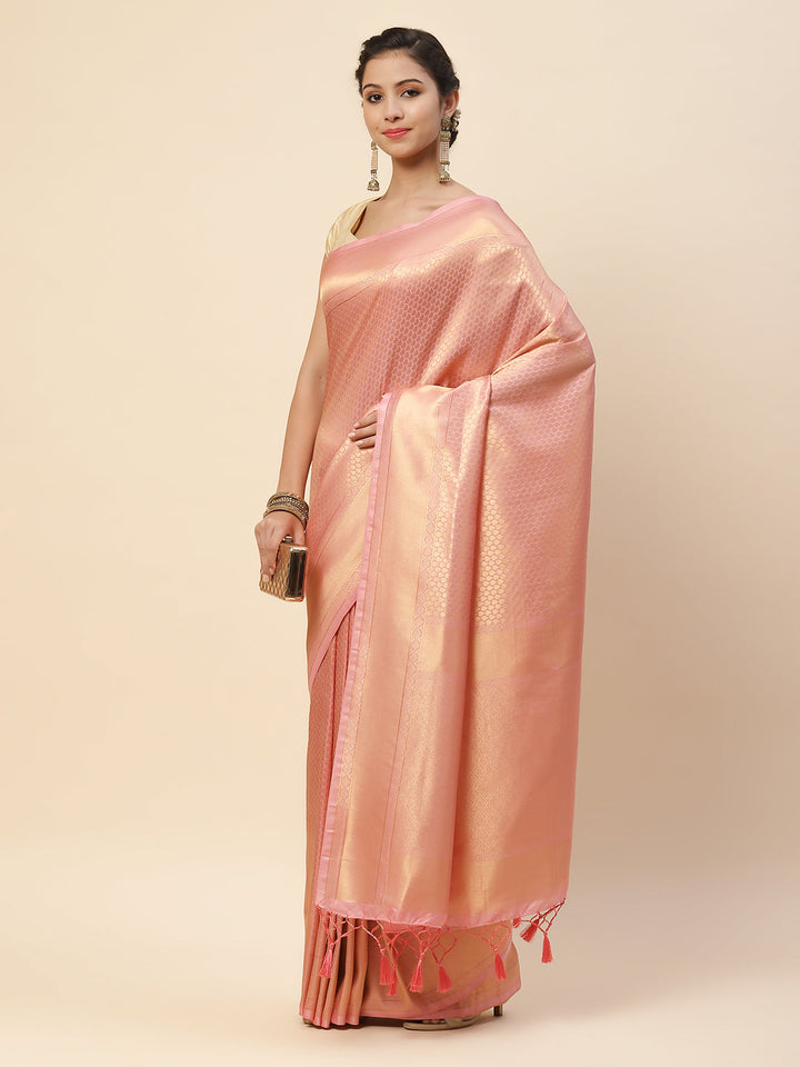 Plain Zari Border Art Handloom Woven Saree