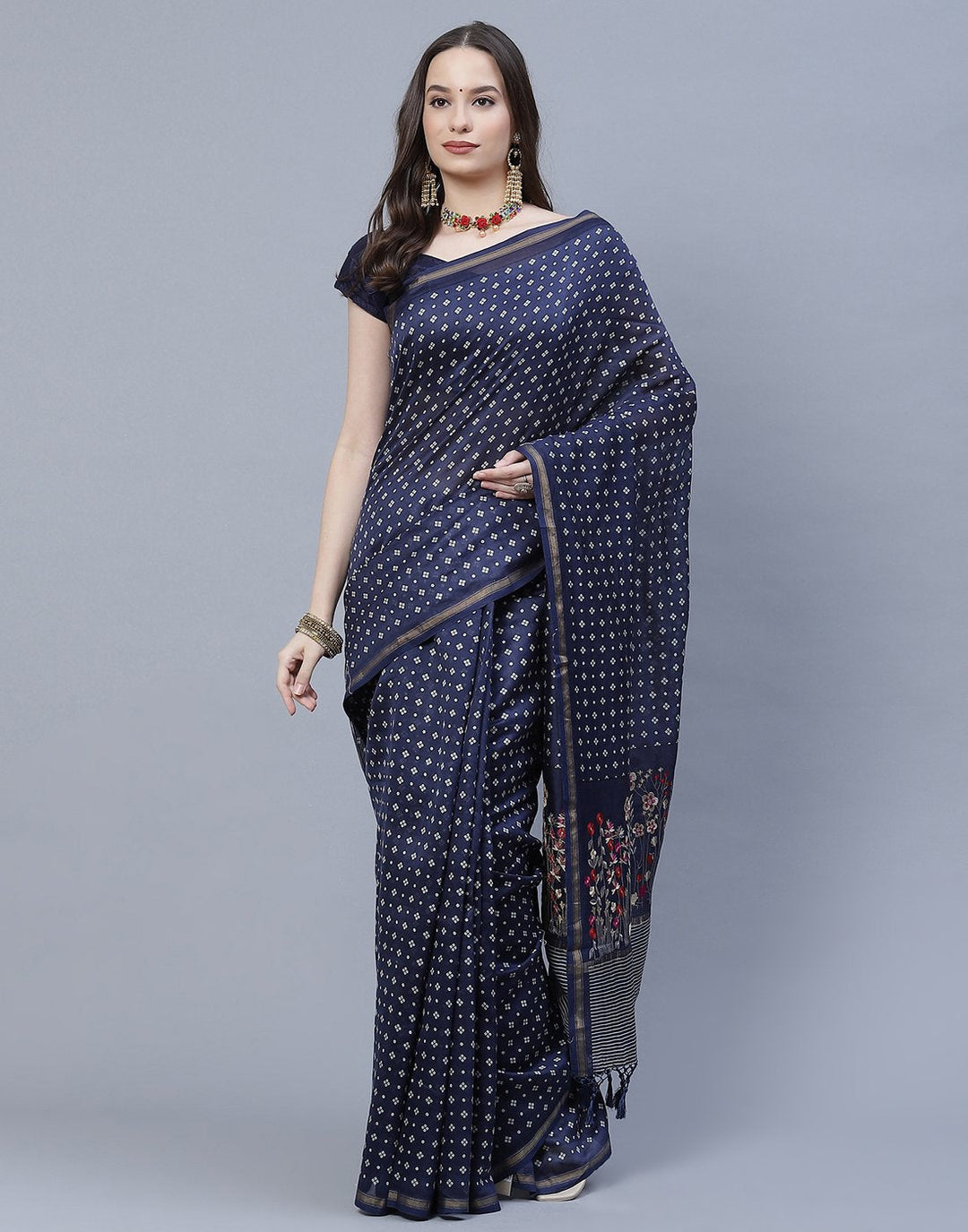 Printed Cotton Chanderi Saree