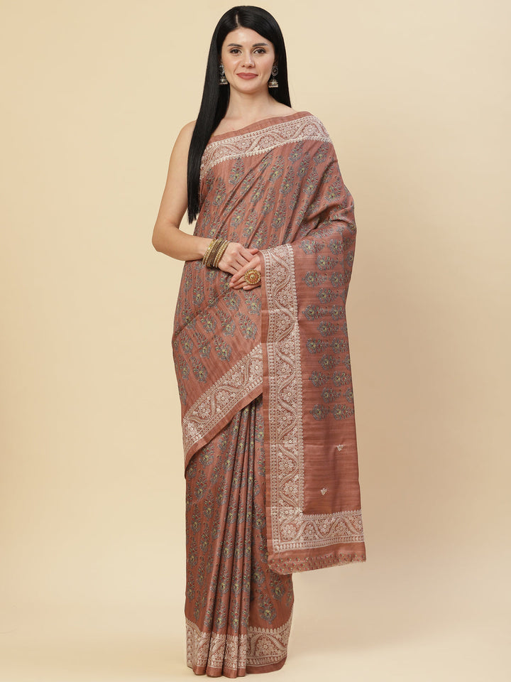 Digital Printed Tussar Saree
