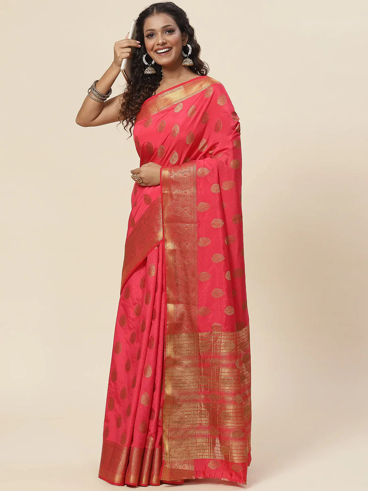 Zari Border Booti Handloom Woven Saree
