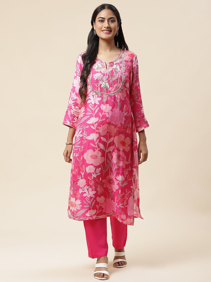 Printed Muslin Kurta With Pants