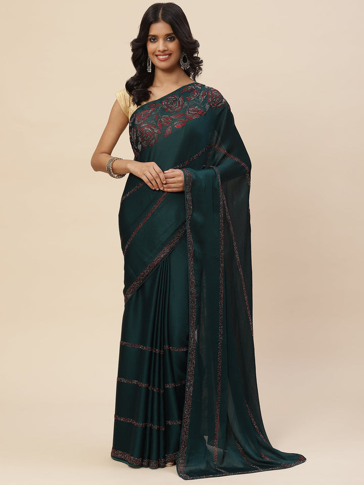 Stone Embroidered Chiffon Saree