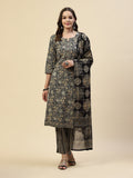 Printed Cotton Kurta With Pant & Cotton Dupatta