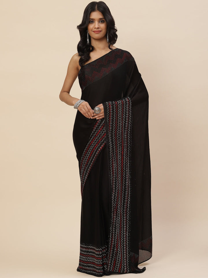 Stone Embroidered Crepe Saree