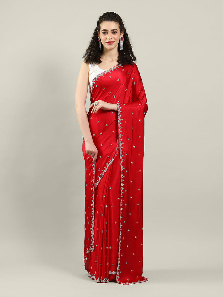 Hand Embroidery Chiffon Saree