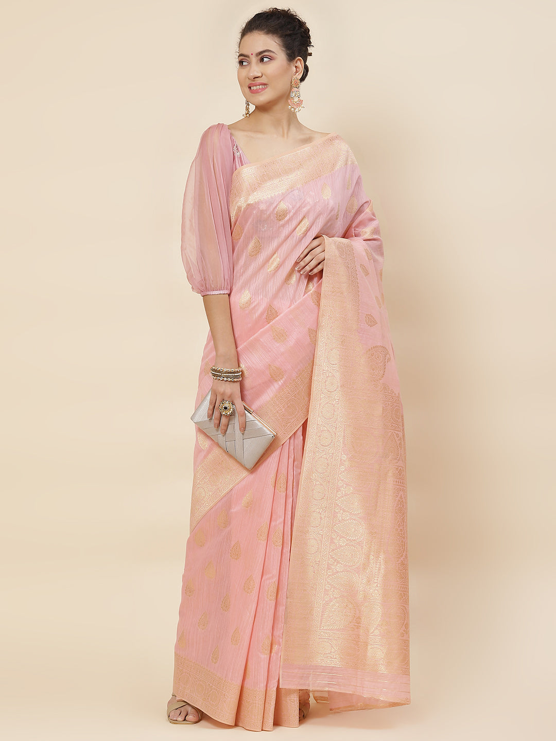 Zari Booti Woven Cotton Saree