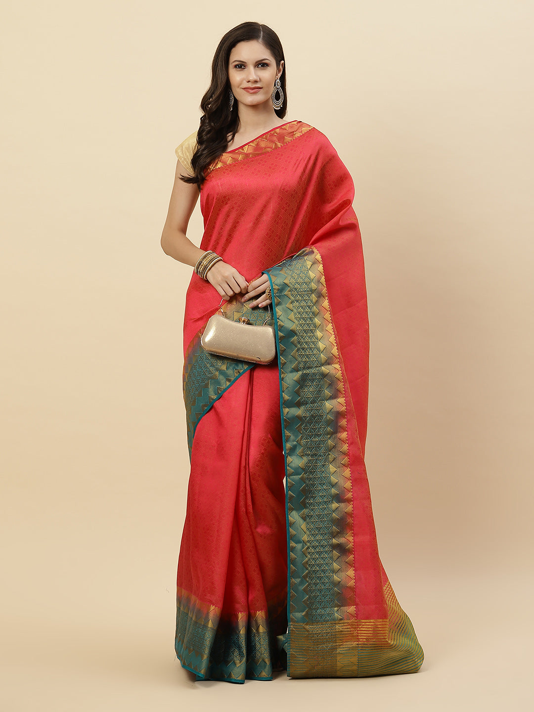 Plain Zari Border Handloom Woven Saree