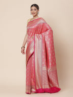 Floral Zari Jaal Banarsi Woven Saree