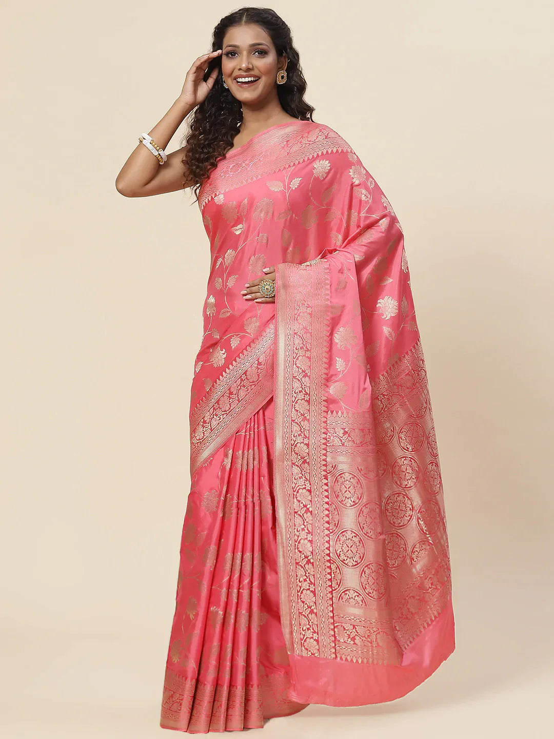Floral Zari Jaal Handloom Woven Saree