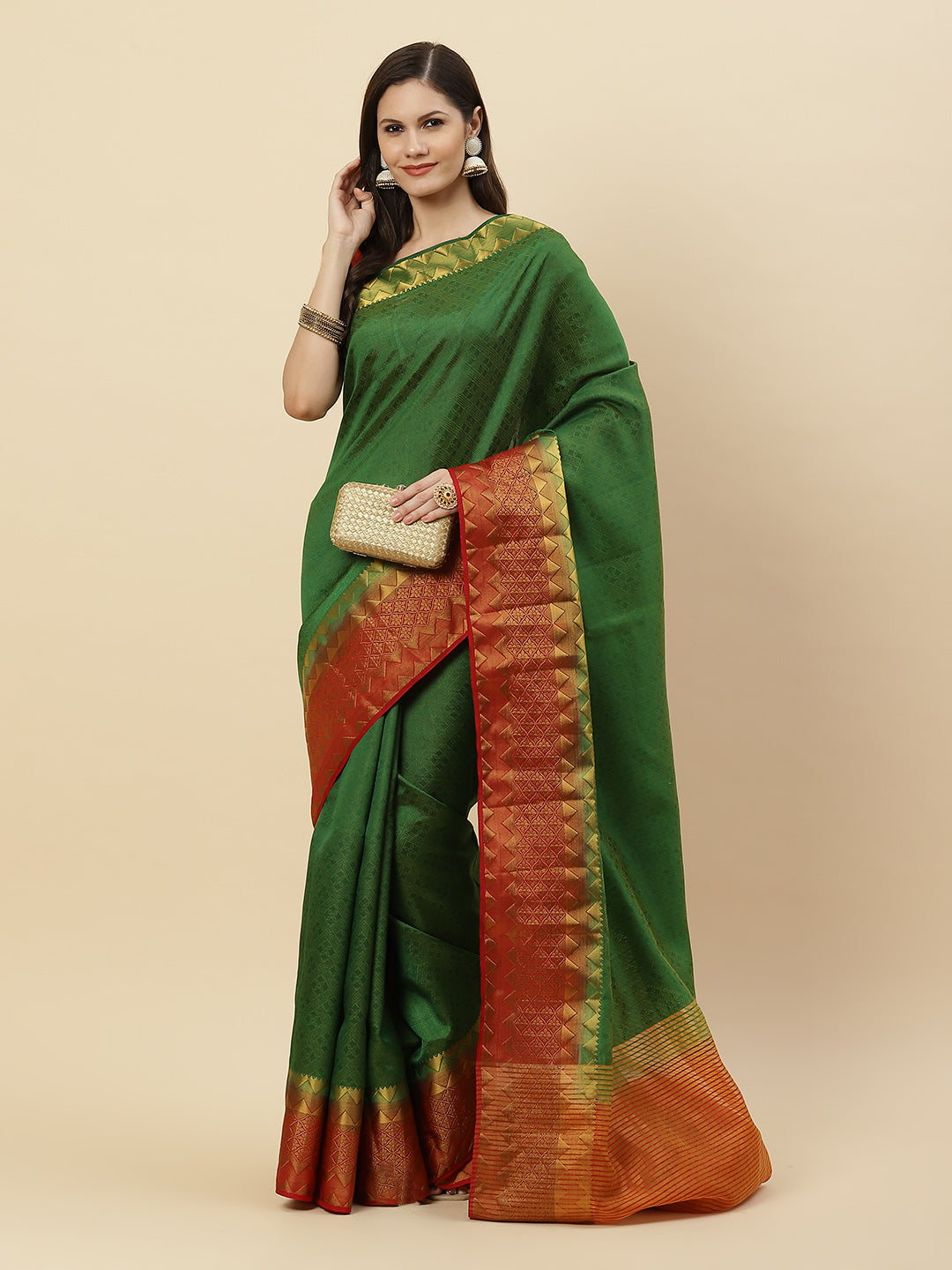 Plain Zari Border Handloom Woven Saree