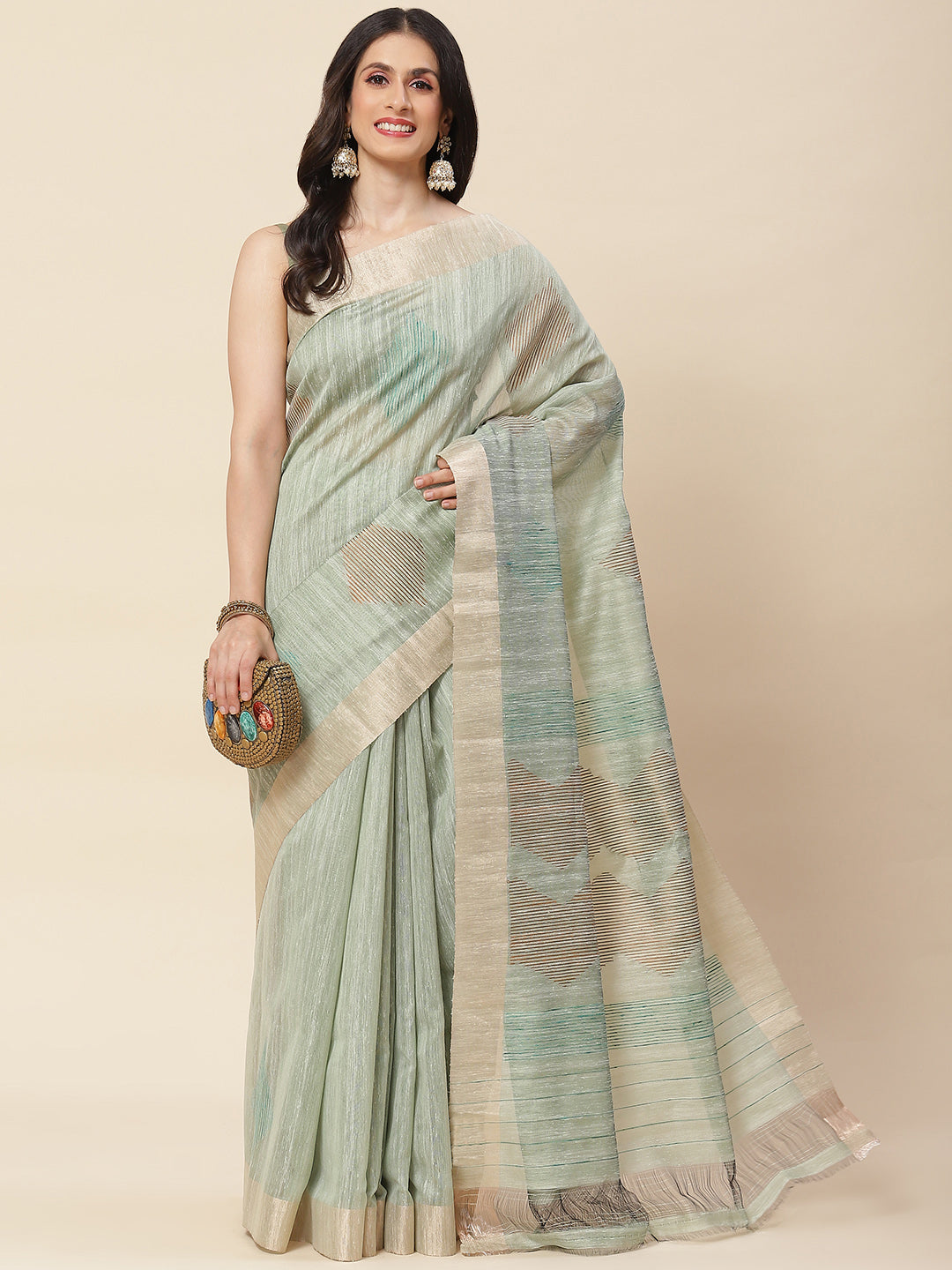 Plain Zari Border Woven Cotton Saree