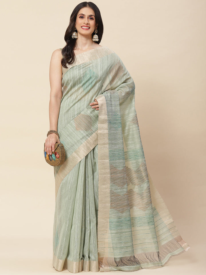 Plain Zari Border Woven Cotton Saree