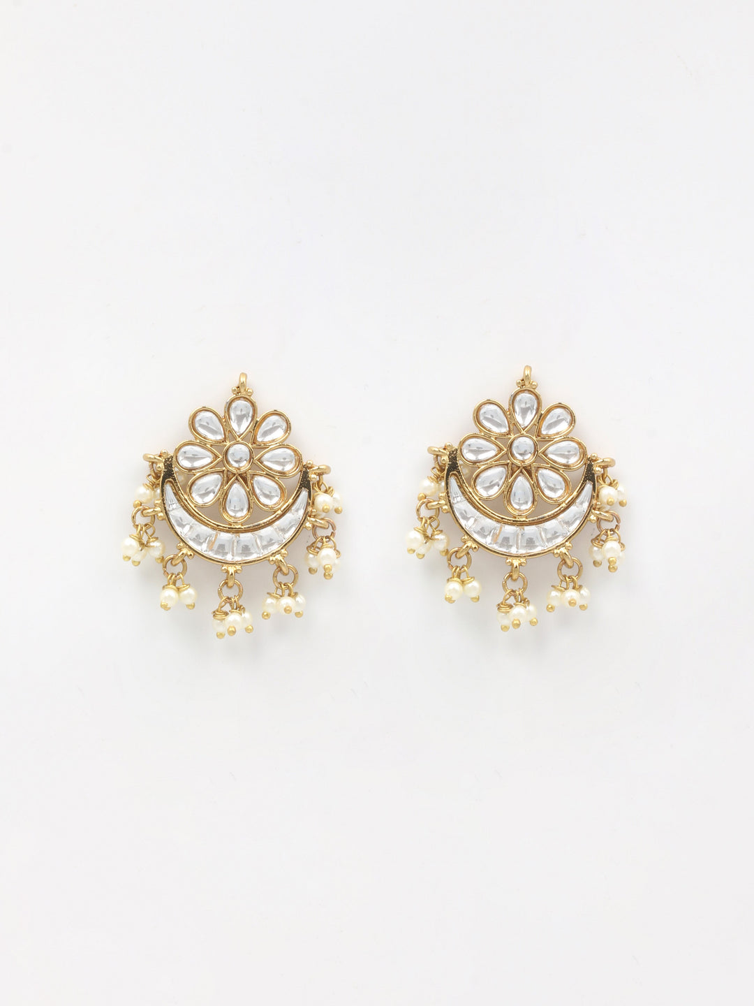 Gold &amp; White Drop &amp; Dangler Earrings