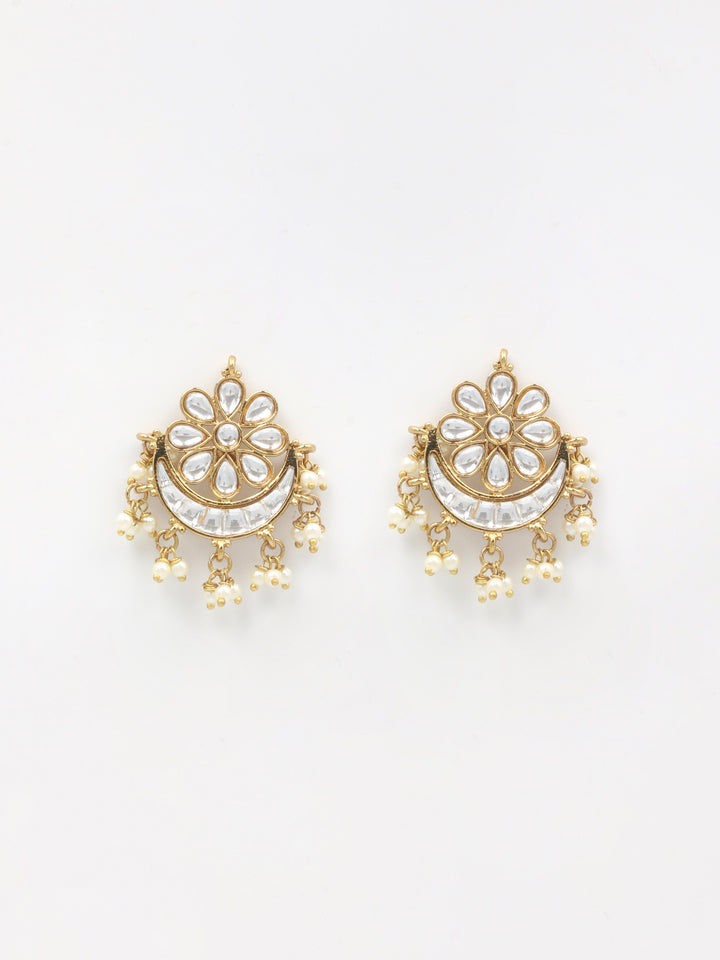 Gold &amp; White Drop &amp; Dangler Earrings