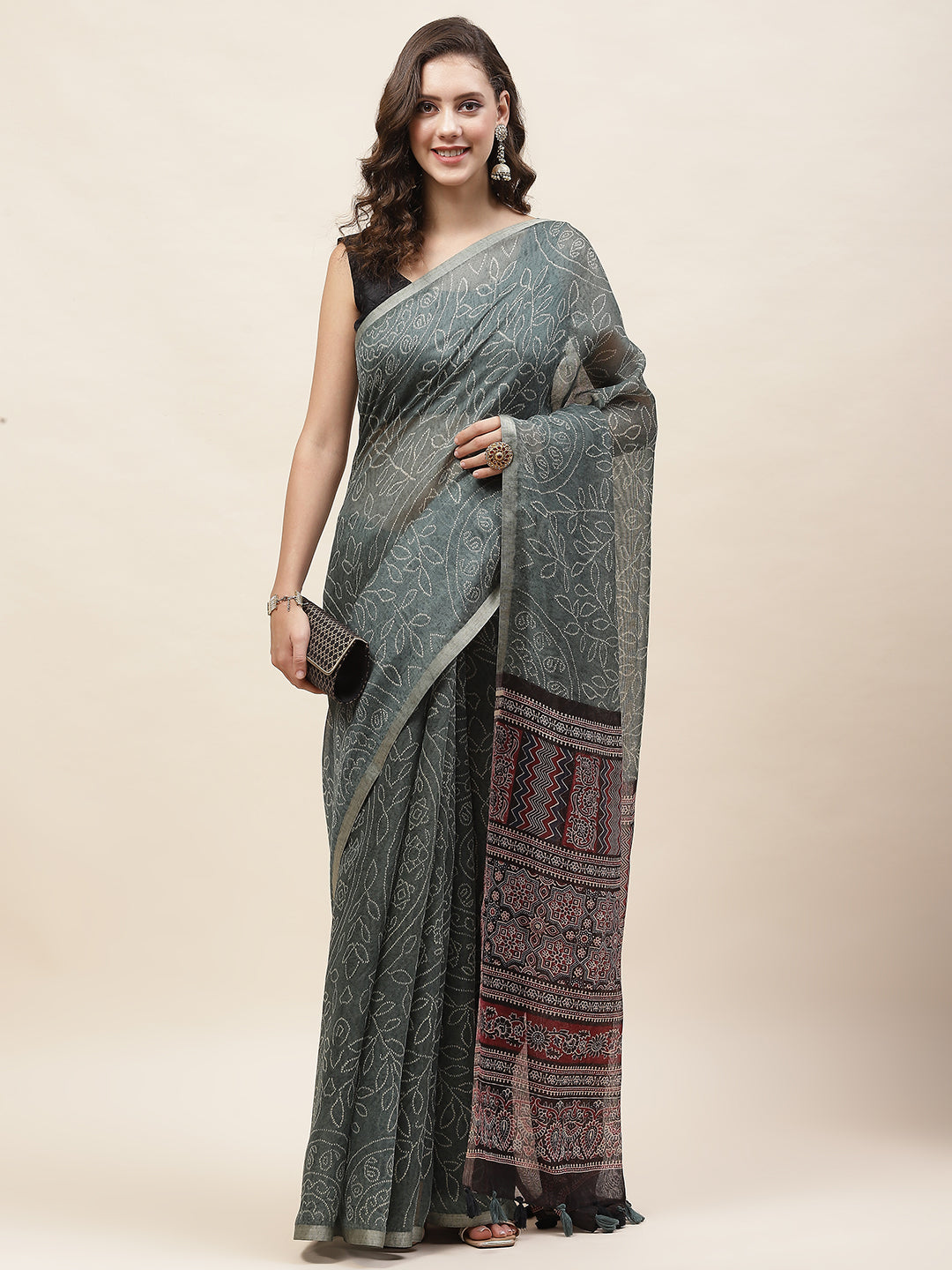 Bandhani Printed Cotton Saree