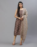 Embroidered Chanderi Suit Piece With Dupatta