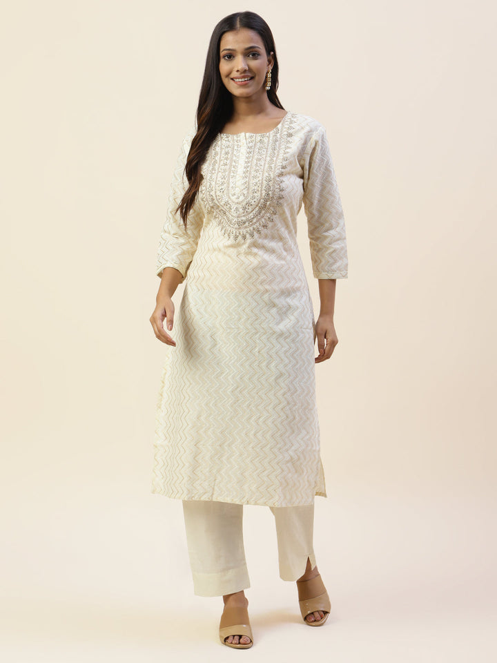 Printed Cotton Kurta With Pants