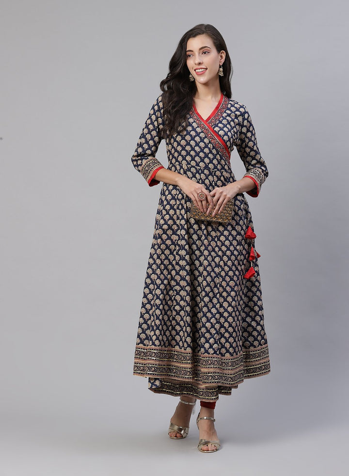 Printed Cotton Angrakha Kurti