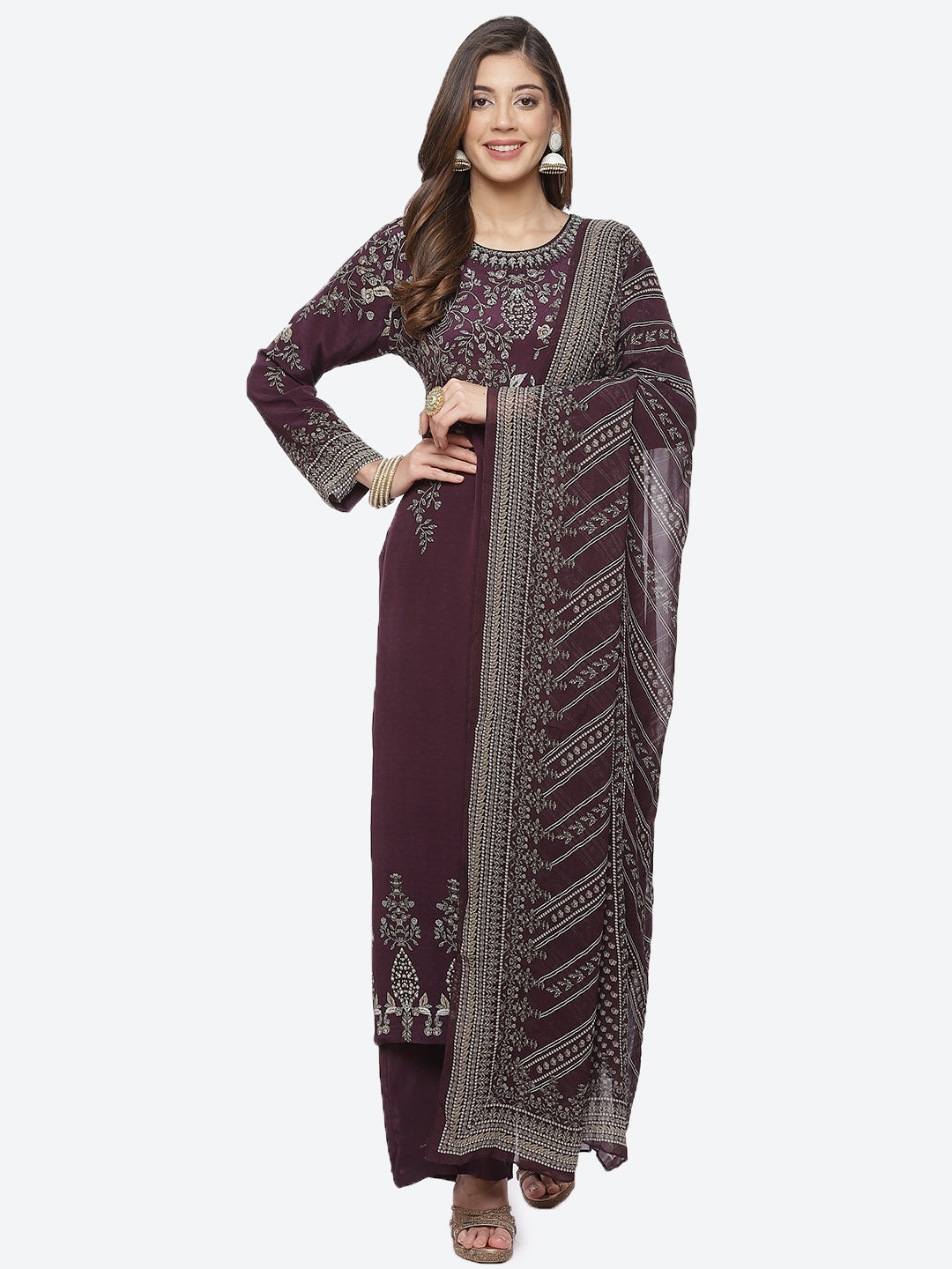 Digital Printed Crepe Stitched Salwar Kameez With Georgette Dupatta