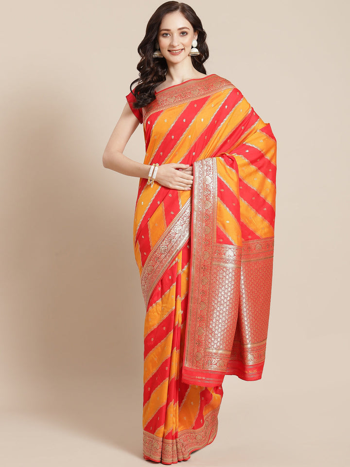 Brocade Zari Booti Art Handloom Woven Saree