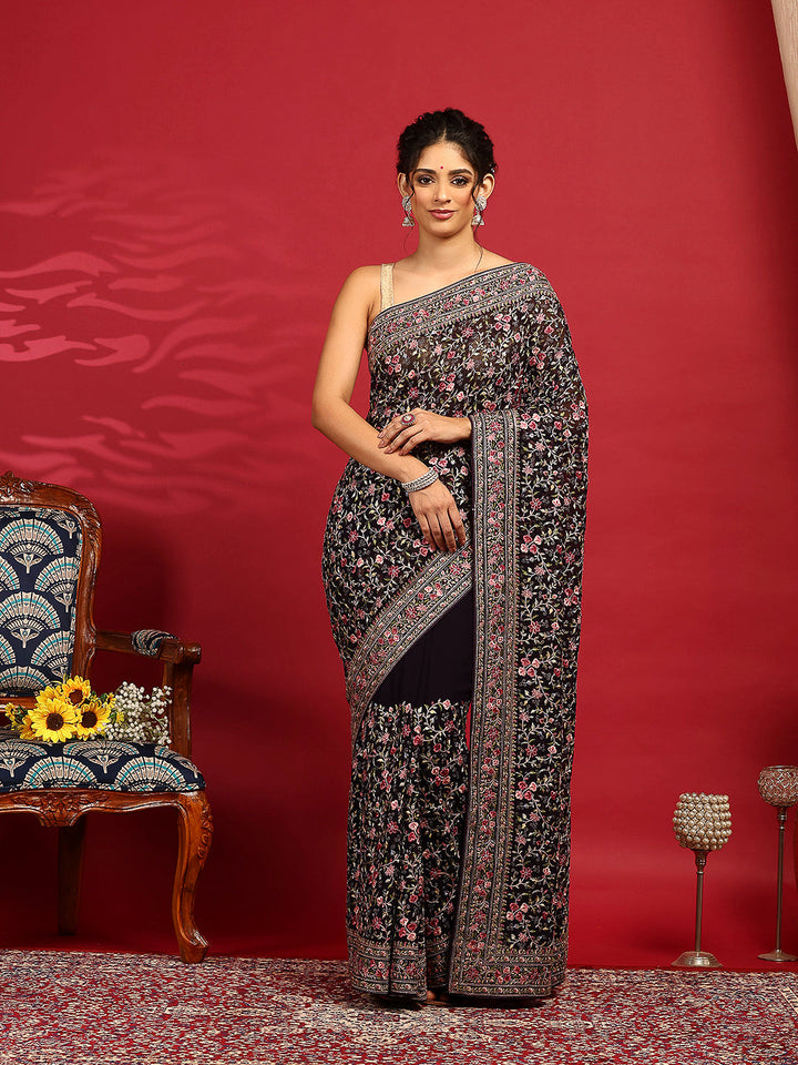 Embroidered Georgette Saree