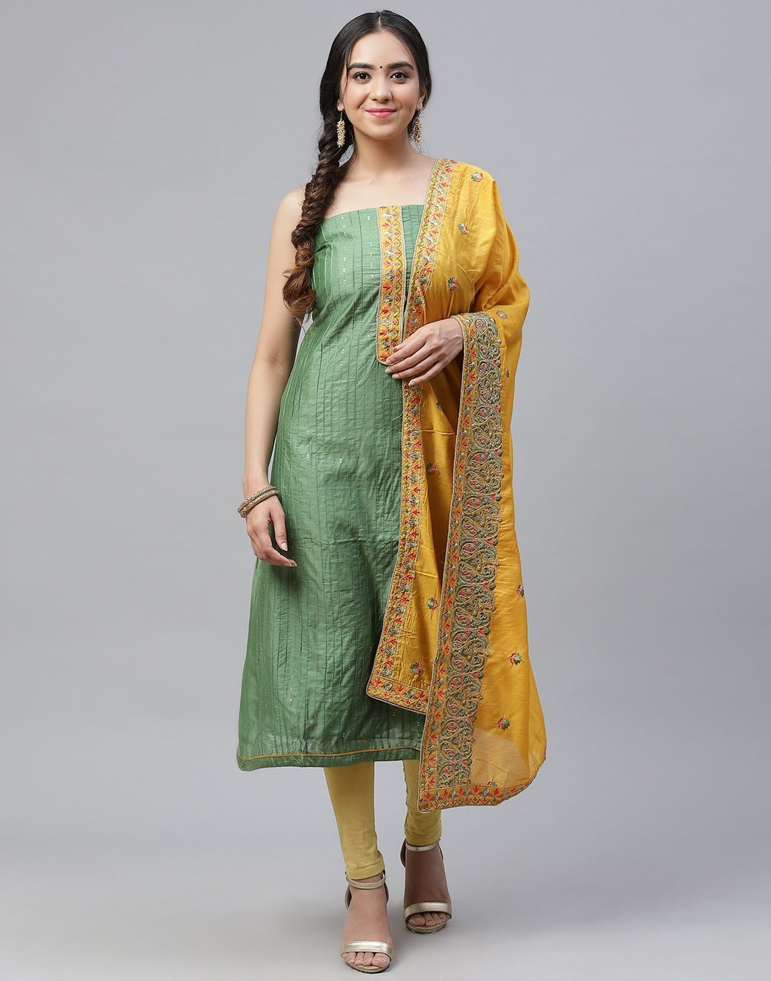 Chanderi Embroidered Suit Piece