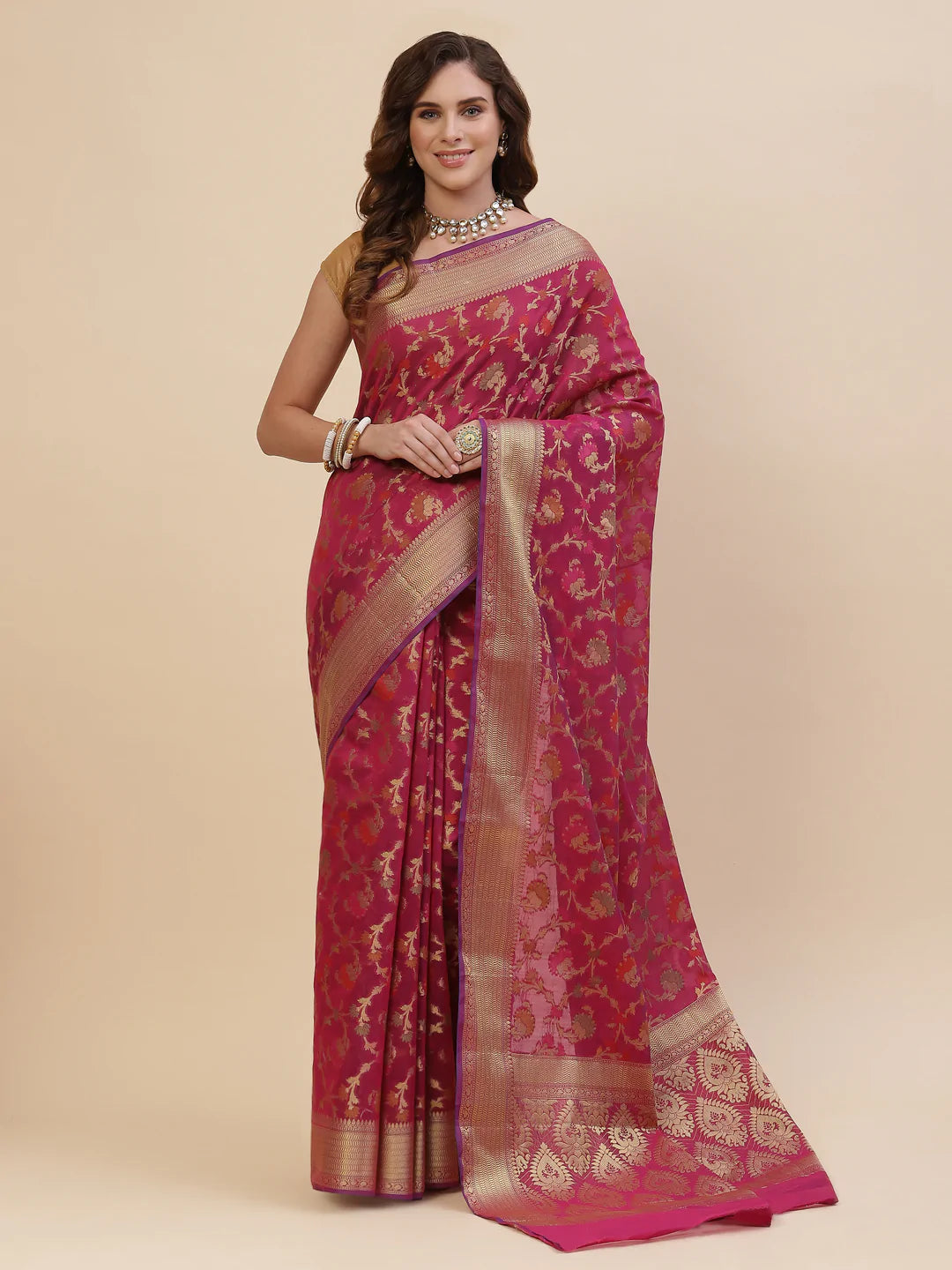 Zari Jaal Cotton Woven Saree