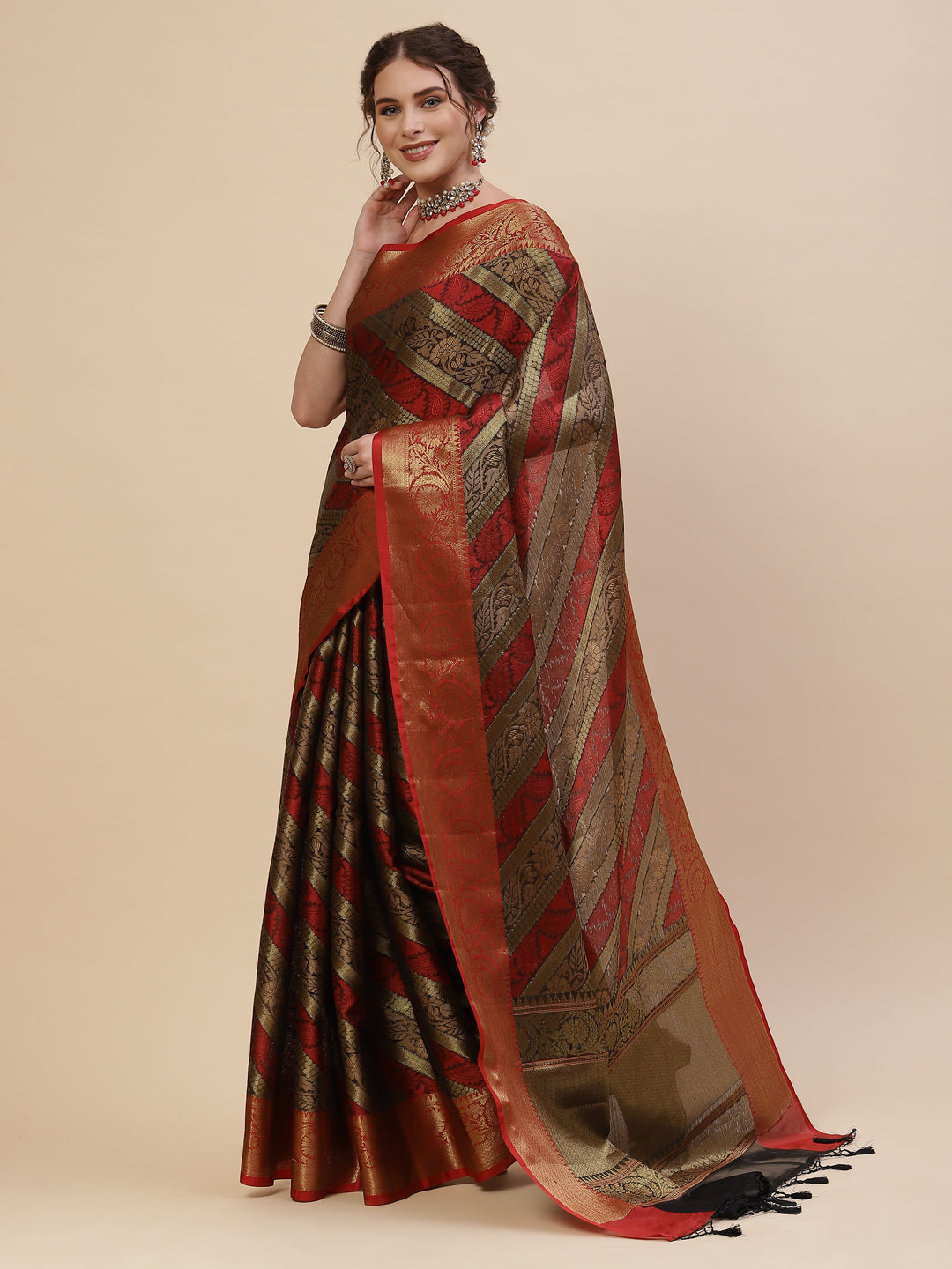 Resham Jaal Cotton Woven Saree