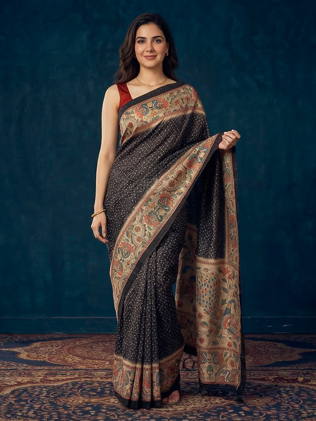 Printed Tussar Silk Saree