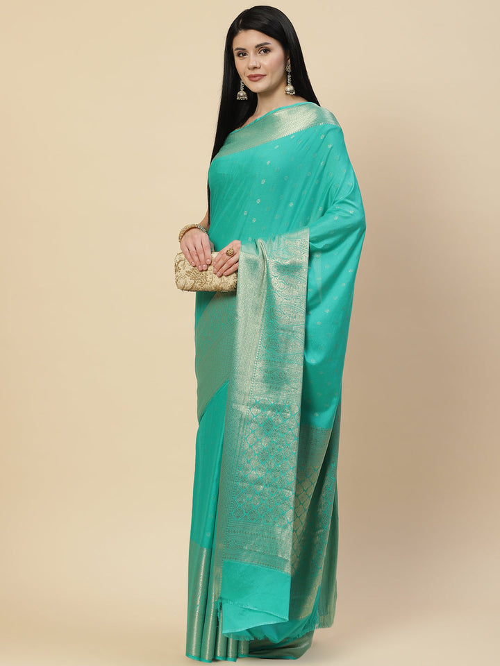 Zari Booti Crepe Plain Saree