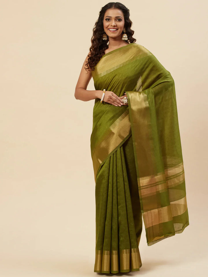 Plain Zari Border Handloom Woven Saree