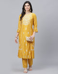 Embroidered Chanderi Kurti with Pant Set