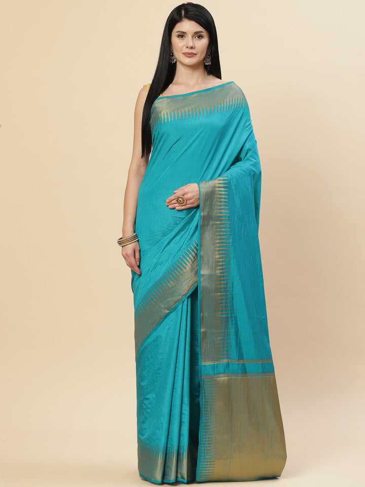 Plain Zari Border Handloom Woven Saree
