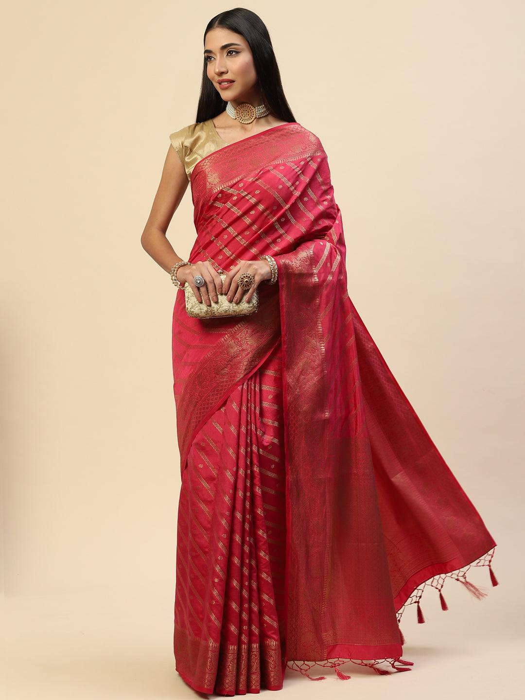 Zari Jaal Handloom Woven Saree
