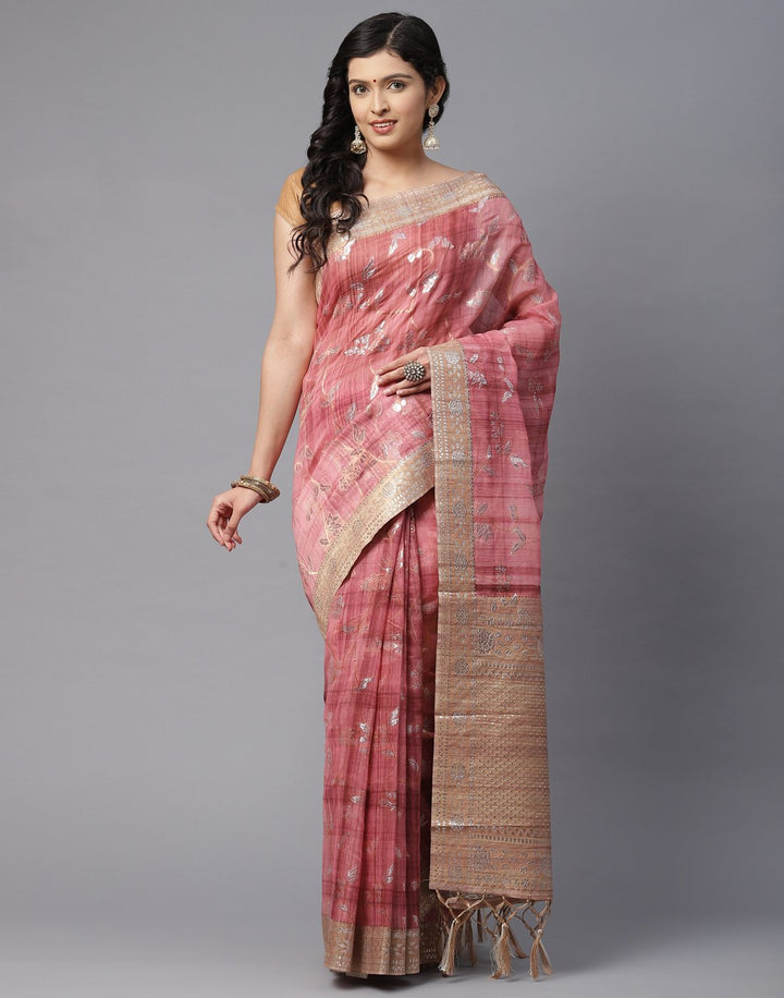 Printed Cotton Linen  Saree