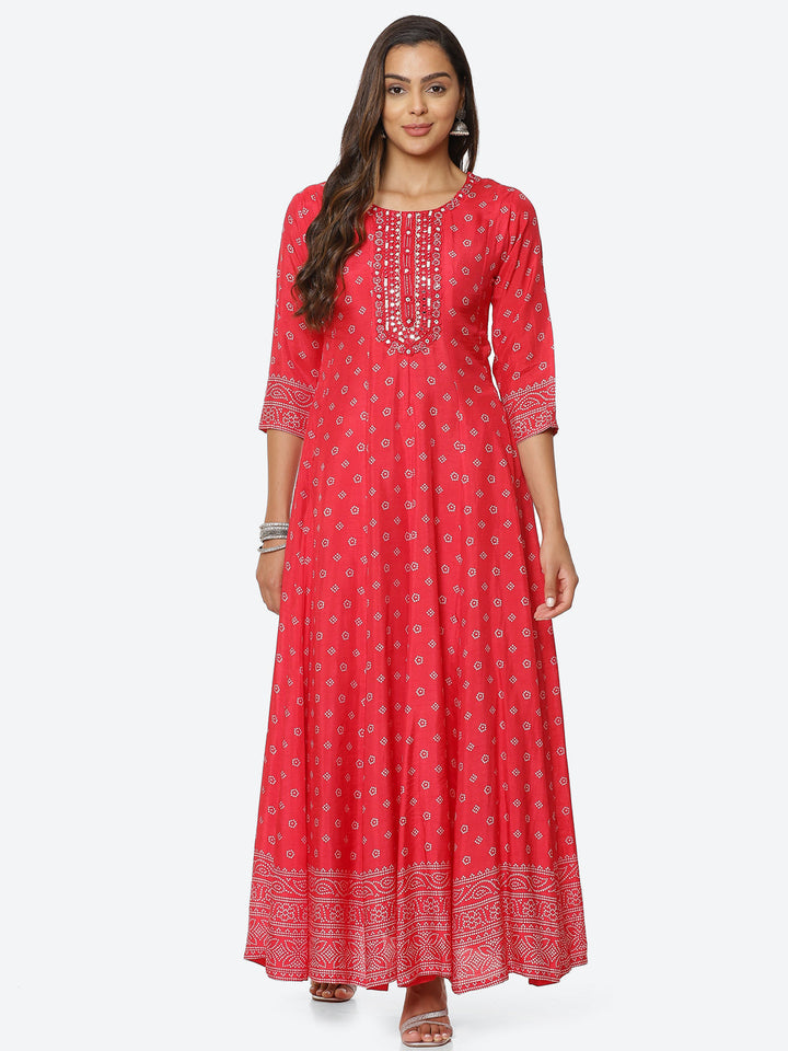 Mirror Work Printed Handloom Kurta